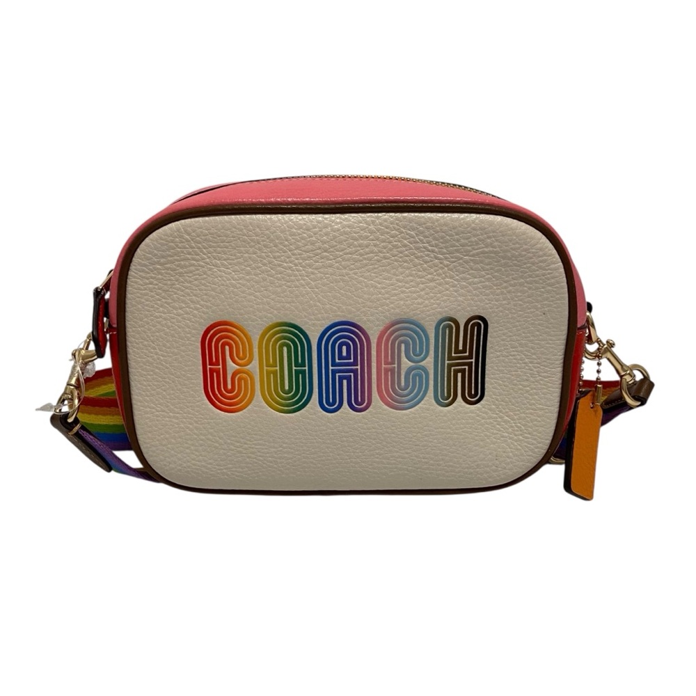 Coach Pink/Multi Oval Leather Crossbody Bag